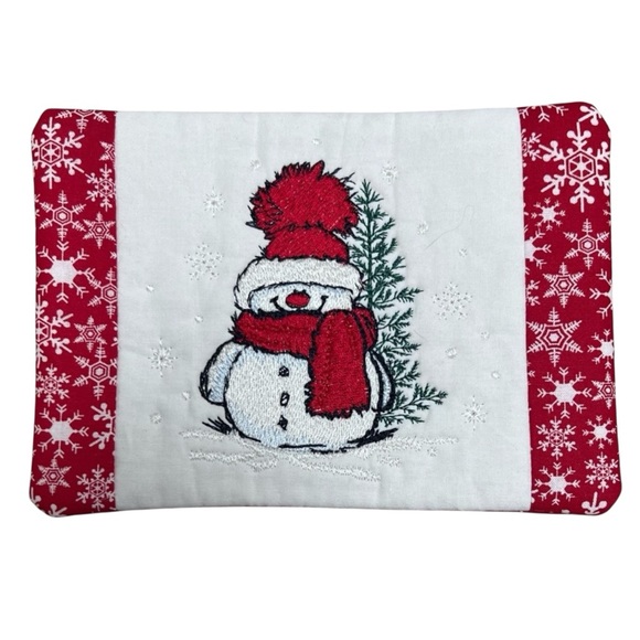Hand Crafted Mug Rug Coaster Embroidered Cotton Fabric Padded Absorbs Liquid - Picture 1 of 8
